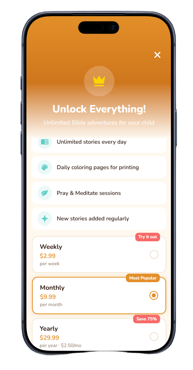 Premium subscription screen